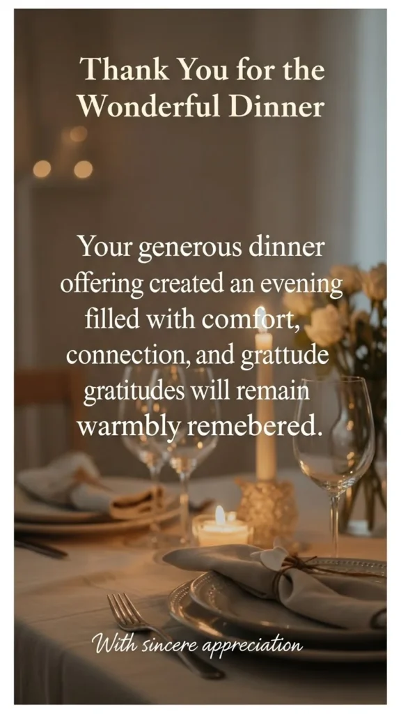 Thank you note for hospitality and dinner