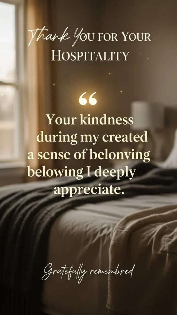 thank you note for hospitality overnight stay